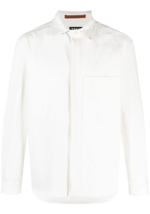 Zegna patch-pocket long-sleeved shirt - White
