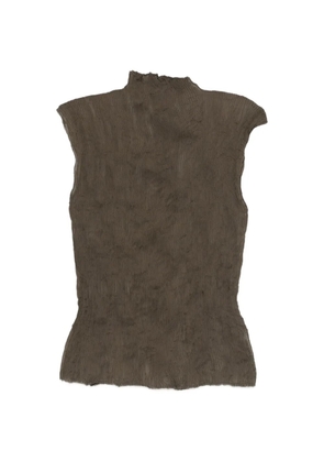 Issey Miyake pleated top - Brown