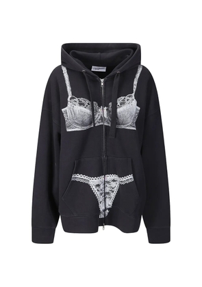 Vaquera trompe l'oeil zip-up hoodie - Black