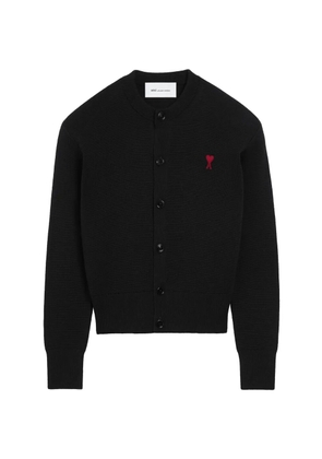 AMI Paris heart button wool cardigan - Black