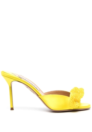 Aquazzura 95mm crystal-embellished satin sandals - Yellow