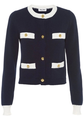 Miu Miu two-tone cashmere cardigan - Blue