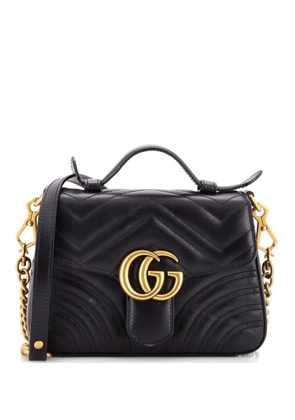 Gucci Pre-Owned GG Marmont Top Handle Flap Bag Matelasse Leather Mini satchel - Black