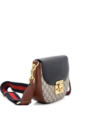 Gucci Pre-Owned Padlock Saddle Shoulder Bag GG Coated Canvas and Leather Medium crossbody bag - Black