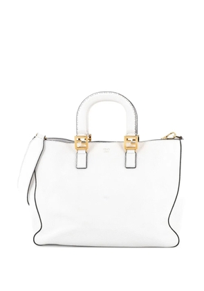 Fendi Pre-Owned Selleria FF Handle Tote Leather Medium satchel - White