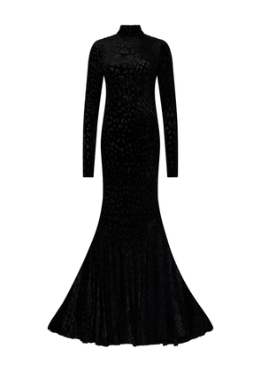 Roberto Cavalli jaguar-print mock-neck maxi dress - Black