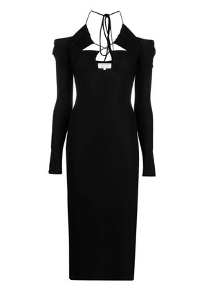 Lama Jouni V-neck tie-fastening dress - Black
