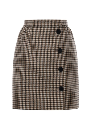 Valentino Garavani Houndstooth button-details wool mini skirt - Neutrals