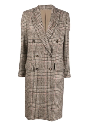 Brunello Cucinelli Prince of Wales check double-breasted coat - Neutrals