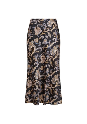 Veronica Beard Clover floral midi skirt - Black