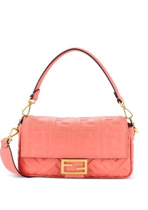 Fendi Pre-Owned Baguette NM Bag Zucca Embossed Leather Medium crossbody bag - Pink