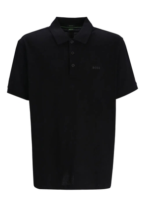 BOSS logo-embroidered cotton polo shirt - Black