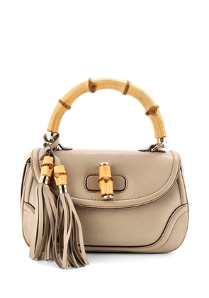Gucci Pre-Owned New Convertible Bamboo Top Handle Bag Leather Medium satchel - Neutrals