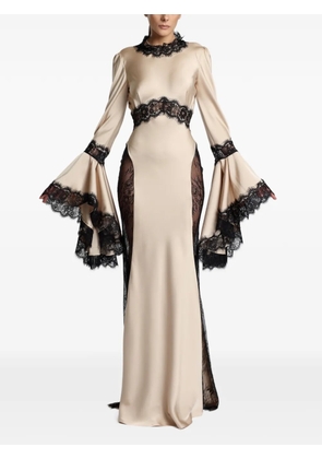 MIAU by Clara Rotescu Silene bell-sleeve lace maxi dress - Neutrals