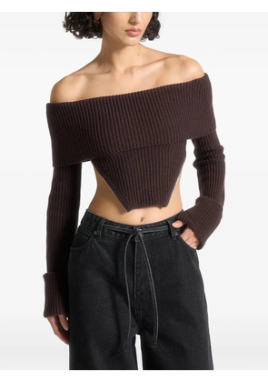 Manière De Voir zip-detail brown bandeau sweater