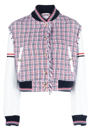 Thom Browne RWB-stripe panelled bomber jacket - White