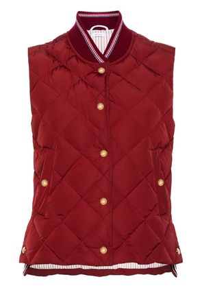 Thom Browne diamond-quilted down gilet - Red