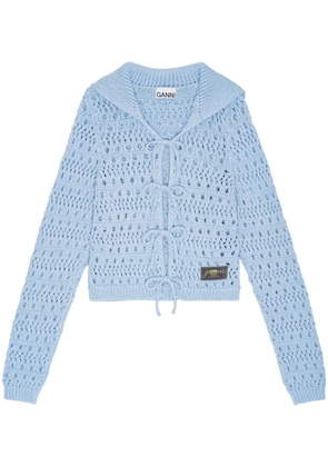GANNI open-knit cardigan - Blue
