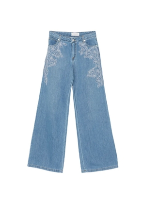 ERMANNO FIRENZE floral embroidered jeans - Blue