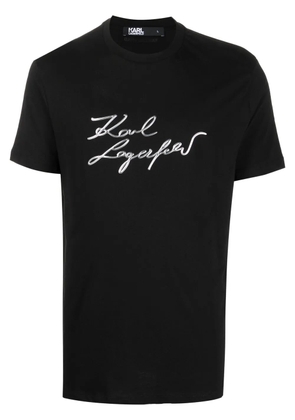 Karl Lagerfeld logo-embossed cotton T-shirt - Black