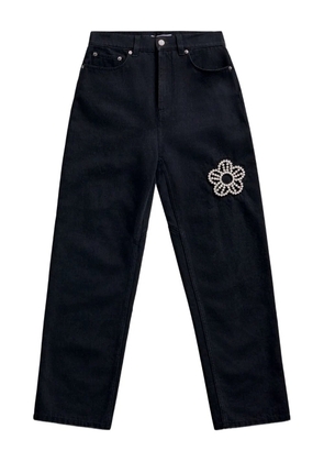 AREA crystal-flower jeans - Black