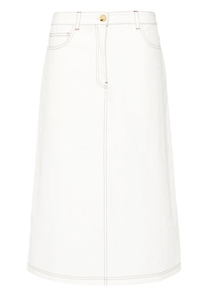TOTEME contrast-stitching midi skirt - White