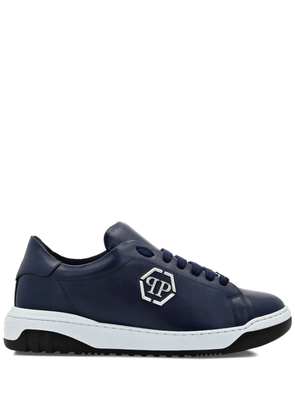 Philipp Plein logo-appliqué leather sneakers - Blue