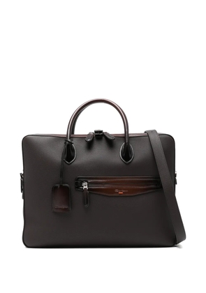 Santoni zip leather laptop bags - Brown