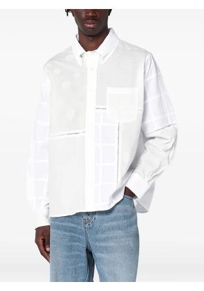 Brain Dead patchwork eyelet shirt - White