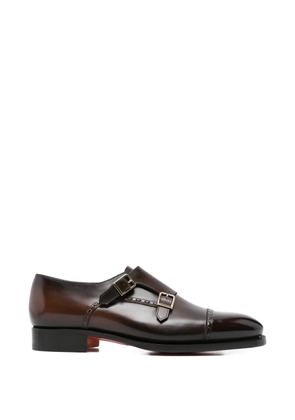 Santoni buckle leather monk shoes - Brown