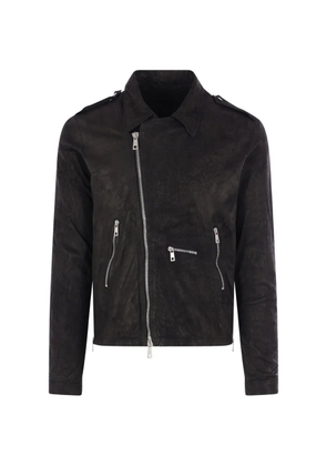 Giorgio Brato zipped leather biker jacket - Black