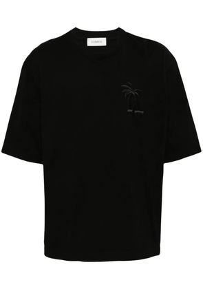 Laneus palm logo-embroidered cotton T-shirt - Black