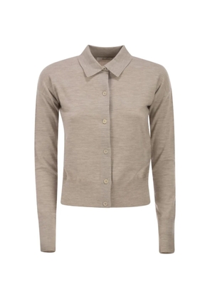 Max Mara shirt collar cropped wool cardigan - Neutrals