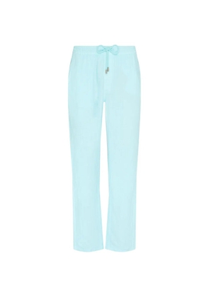 Vilebrequin drawstring-waist linen trousers - Blue