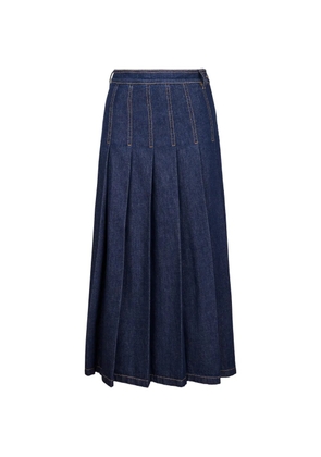 Weekend Max Mara pleated denim midi skirt - Blue