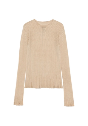 Uma Wang ribbed frayed blouse - Neutrals