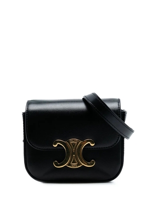 Celine Pre-Owned 2022 Mini Shiny Calfskin Triomphe crossbody bag - Black