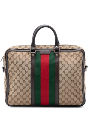 Gucci Pre-Owned 2016-2026 GG Canvas Web Briefcase business bag - Brown