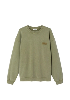 American Vintage Plizzy crewneck long-sleeve cotton sweatshirt - Green