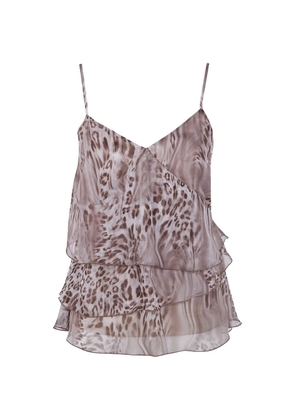 Blugirl ruffled animal-print top - Neutrals