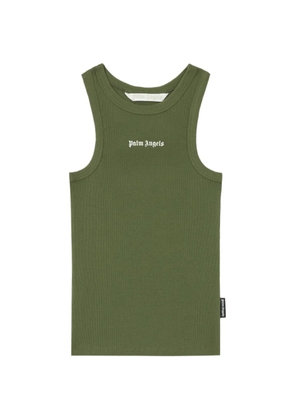 Palm Angels logo ribbed tank top - Green