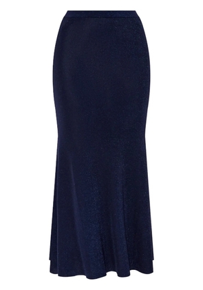 Self-Portrait metallic midi skirt - Blue