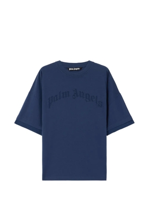 Palm Angels embroidered curved-logo double T-shirt - Blue