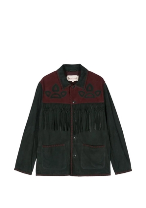 Baziszt paneled fringed shirt leather jacket - Black