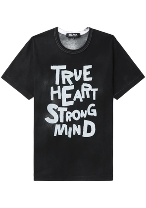 Black Comme Des Garçons slogan-print cotton T-shirt