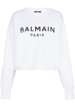 Balmain logo-print cotton sweatshirt - White