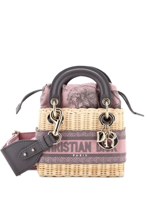 Christian Dior Pre-Owned Lady Dior Bag Wicker and Oblique Canvas Mini tote bag - Neutrals