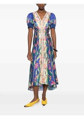 Saloni Lea floral V-neck midi dress - Blue