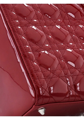 Christian Dior Pre-Owned Lady Dior Bag Cannage Quilt Patent Medium satchel - Red