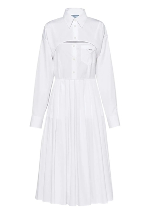 Prada pleated-skirt poplin shirtdress - White